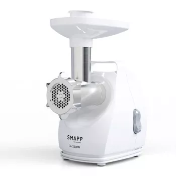 Tritacarne elettrico SMAPP 490.8 — 2200 W, 1 velocità, 3 dischi forati (Ø 2,7–8 mm), bianco