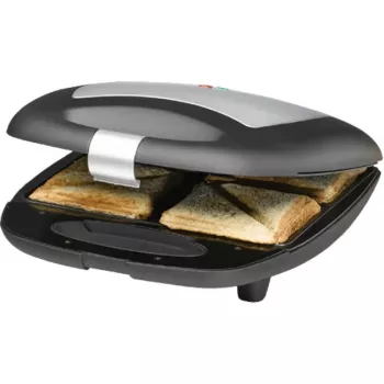 Sandwich maker Rommelsbacher ST 1410 — 4 sandwich, 1400 W, piastre antiaderenti, nero/argento