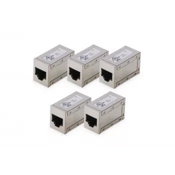 DIGITUS giunti modulari CAT 6, schermati, 5 pezzi, RJ-45, contatti dorati, argento