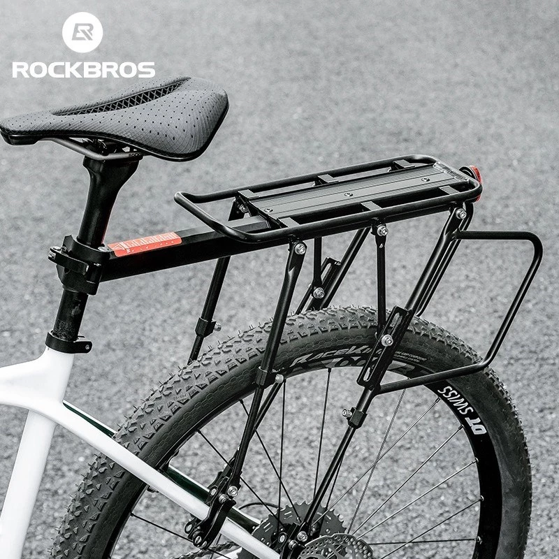 Rockbros 33210004001 Portapacchi per bici nero con ripiano