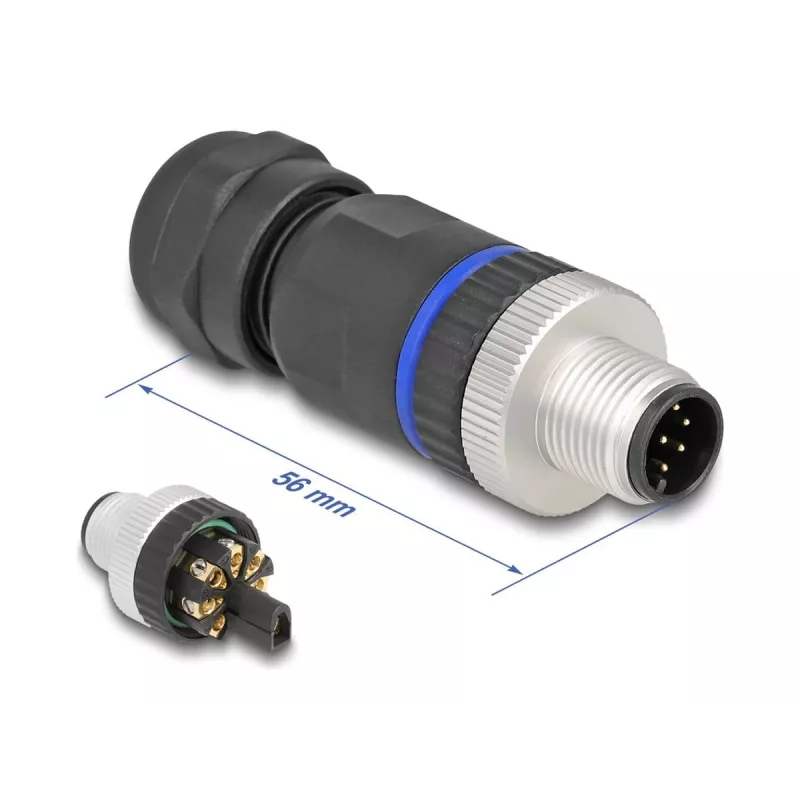 Connettore M12 DeLOCK codifica A 8 poli connettore maschio connessione a vite