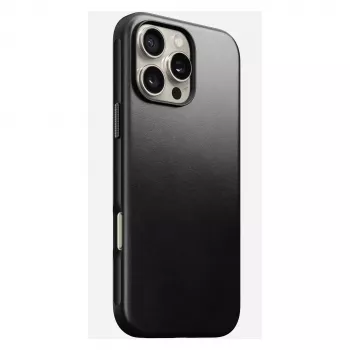 Custodia per smartphone Nomad Modern Leather Case per iPhone 16 Pro Max, 6,9 pollici (17,5 cm), nero, pelle+PC+TPU