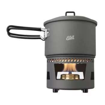 ESBIT set da cucina con fornello ad alcol, alluminio 1,5 L, Ø15,4 cm, H115 mm, nero
