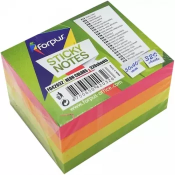 Note adesive Forpus, neon, 50x40 mm, assortite, cubo (1x320)