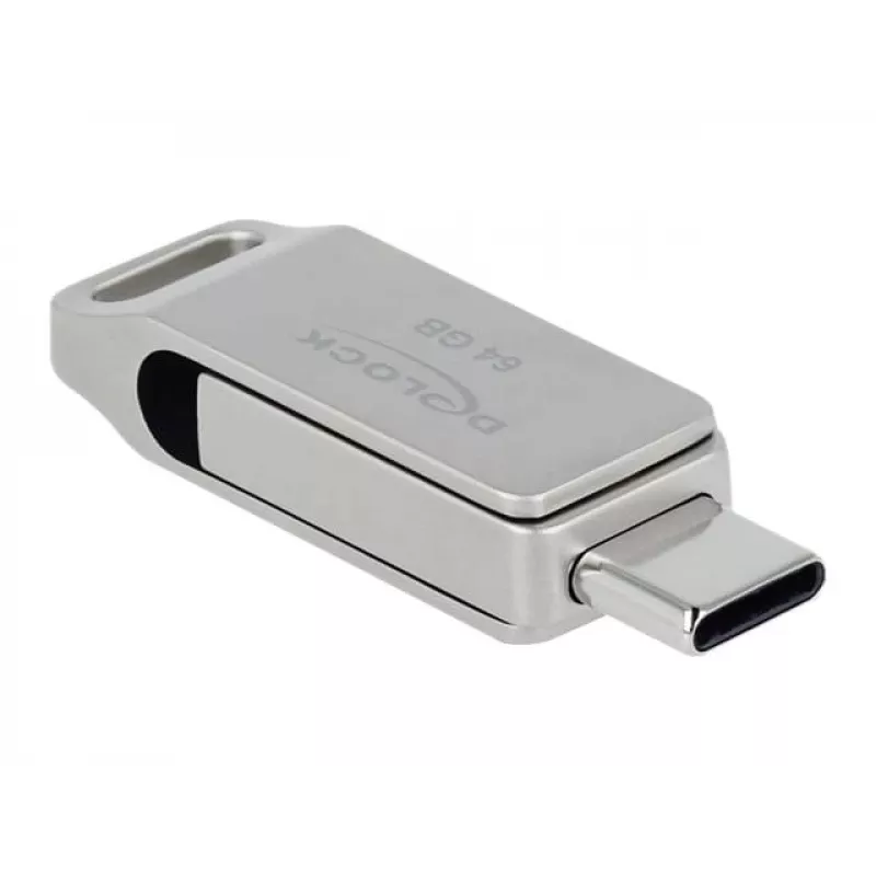 Chiavetta USB DeLOCK 64 GB USB-C Type-A girevole case in metallo