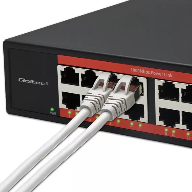 Switch di rete QOLTEC 52364 — Gigabit Ethernet PoE 16xRJ45, 2xSFP