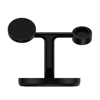 Baseus Swan stazione di ricarica magnetica senza fili 3-in-1 20W nera versione universale (incluso: USB Type-C 3A 1m)