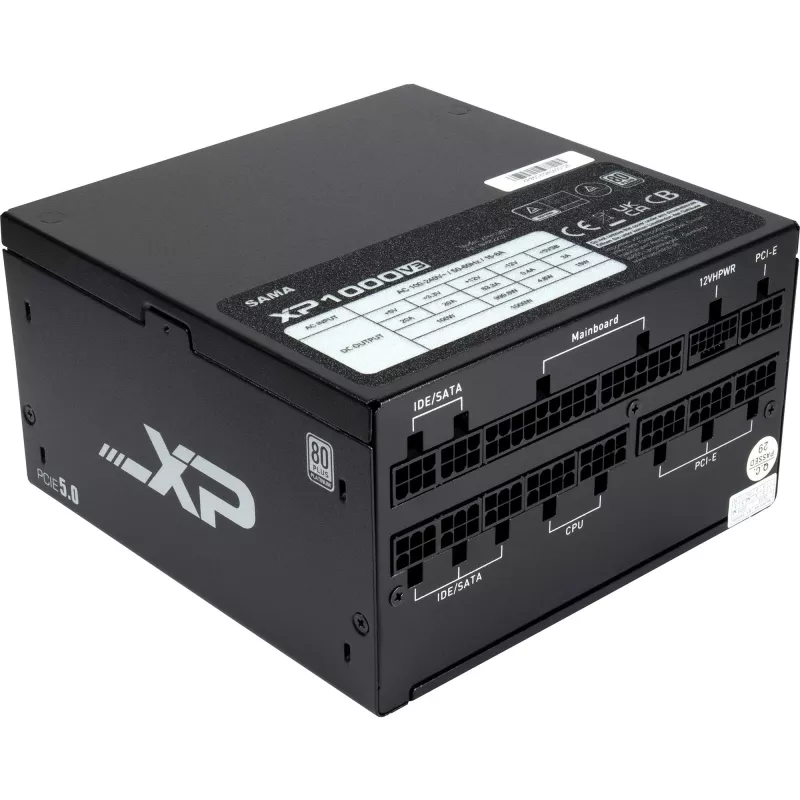 SAMA XPH-1000A, alimentatore PC 1x 12 pin High Power GPU, 3x PCIe, cable management, 1000 Watt