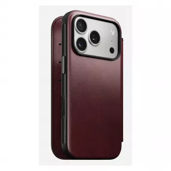 Custodia per smartphone Nomad Modern Leather Folio per Apple iPhone 17 Pro, 6,3 pollici (16 cm), pelle bordeaux