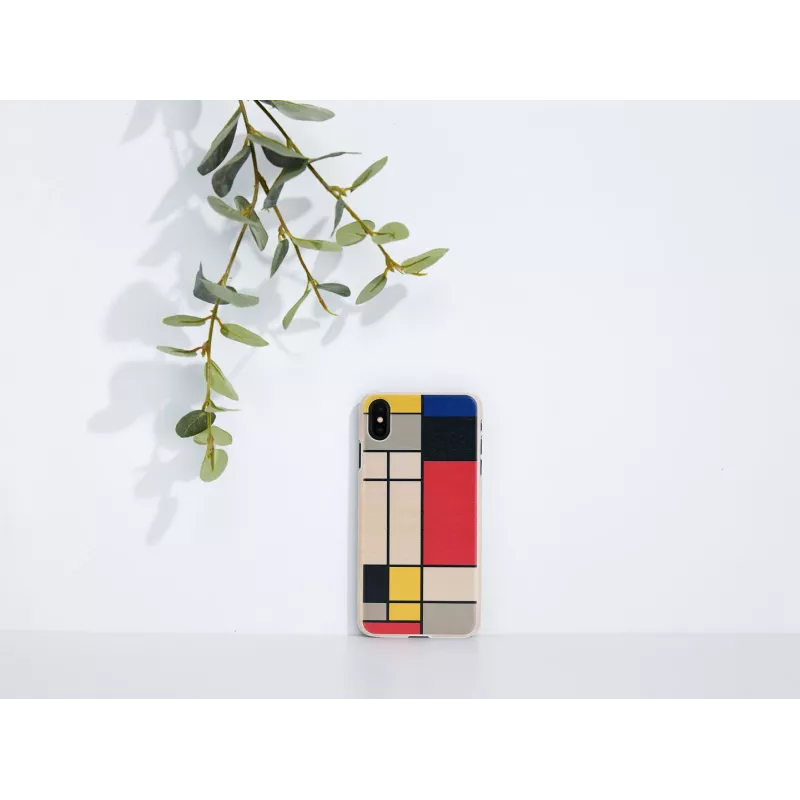 Custodia per smartphone man and wood per iPhone X/XS, retro in legno, cornice bianca