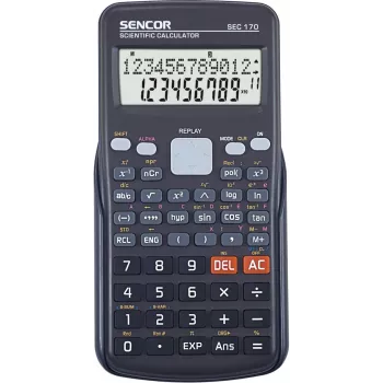 Calcolatrice scientifica SENCOR SEC 170 — 240 funzioni, display a 2 righe, a batteria, custodia protettiva