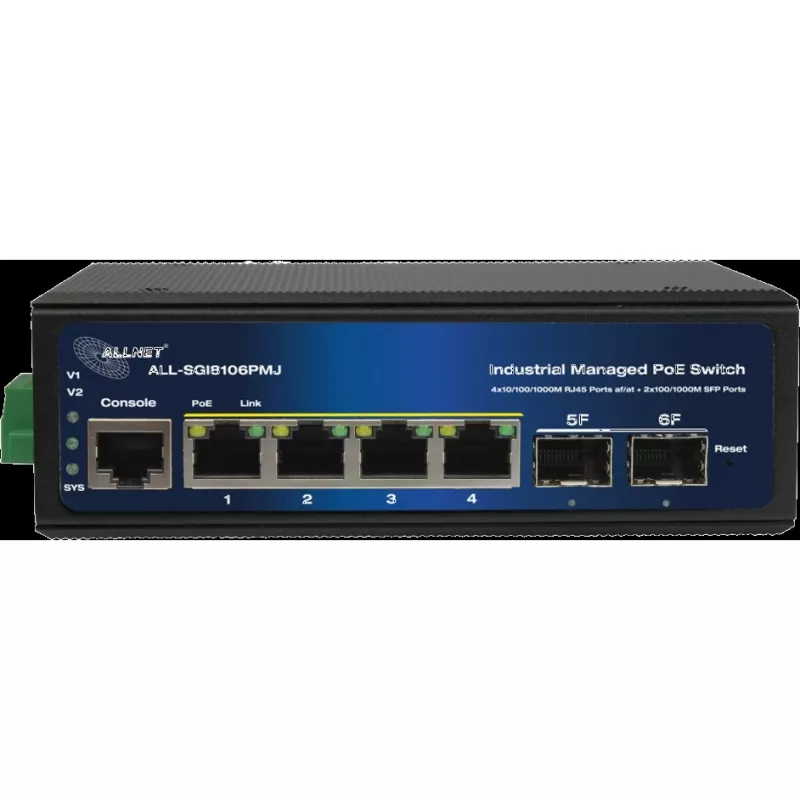 Switch PoE industriale managed ALLNET ALL-SGI8106PMJ 4 PoE + 2 porte uplink
