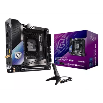 Scheda madre ASRock Phantom Gaming Z890I Nova WiFi — Intel Z890, LGA 1851, Mini-ITX, DDR5, 2x M.2, Wi‑Fi 6E/7, 5Gb LAN, Thunderbolt