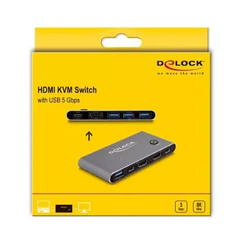 Switch KVM DeLOCK HDMI 8K 60 Hz con USB 5 Gbps