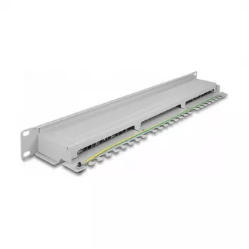 Patch Panel DeLOCK 19 pollici 16 porte Cat.6A 1HE grigio metallo rack