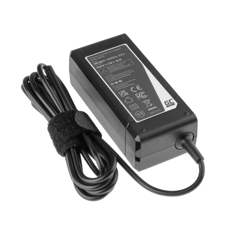 Alimentatore Green Cell AD63P 36W 12V 2,58A caricabatterie per laptop da interno, nero