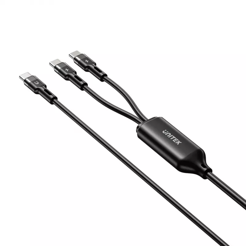 Cavo USB-C 2-in-1 Unitek C14146ABK01 1,8 m, USB-C a USB-C, 100 W PD, nero