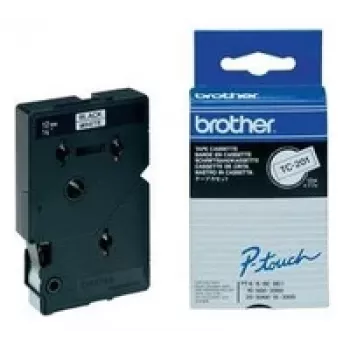 Brother Gloss Laminated Labelling Tape - 12 mm, nero/bianco, confezione da 10 nastro per etichettatura TC