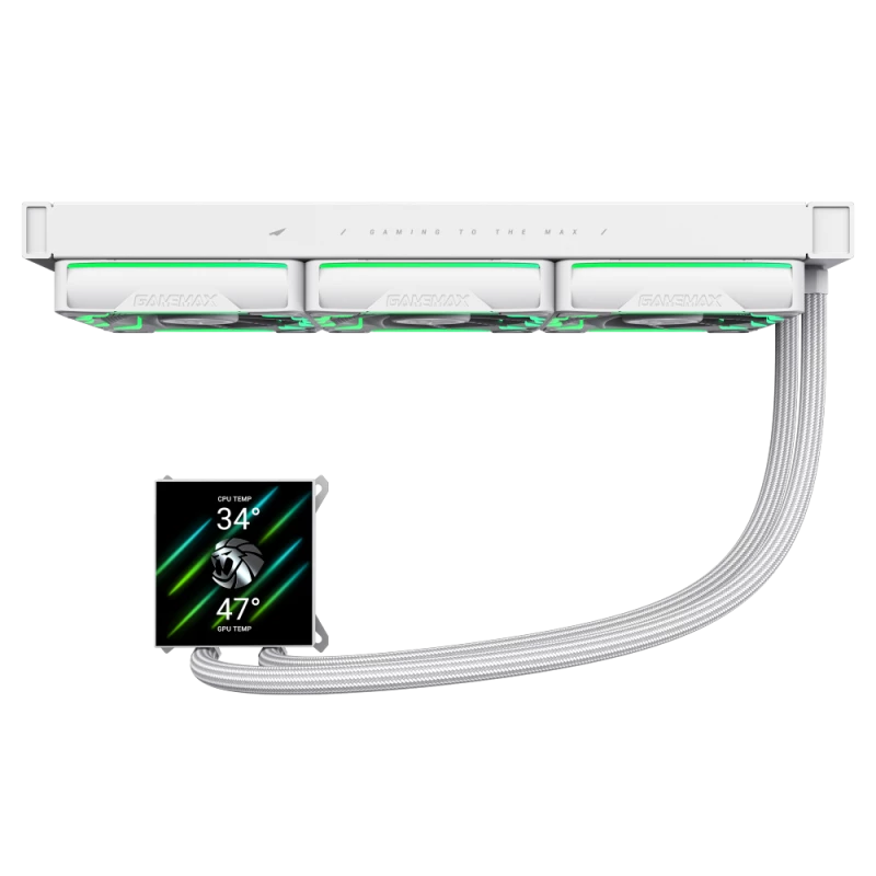 Gamemax | Dissipatore a liquido per CPU | HAILSTORM 360 LCD | bianco