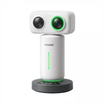 Vivavoce Insta360 Wave speakerphone con AI bianco — dispositivo portatile per conferenze