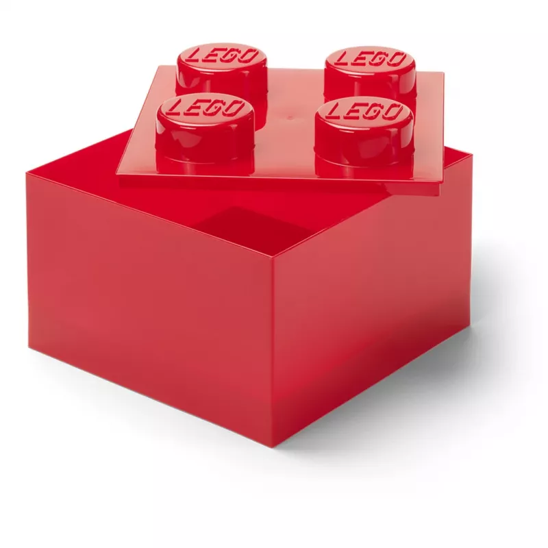 LEGO Storage Brick 4 contenitore con coperchio, rosso trasparente