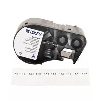 Brady, M4-48-427, vinile autolaminante, bianco/trasparente, 19,05 x 9,53(25,40) mm, permanente, per diametro cavo da 2,70 – 5,10 mm (200 pz.) (170752)