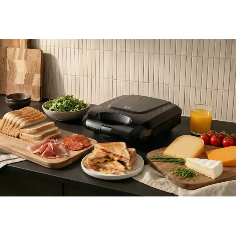 Promis STP 25 XXL tostiera per sandwich, 4 toast, 1400 W, nero