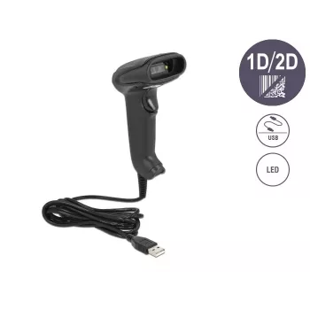 Lettore di codici a barre portatile DeLOCK USB 1D 2D versione tedesca