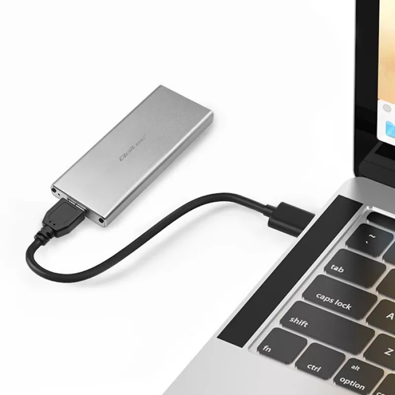 Case in alluminio QOLTEC 51833 per SSD M.2, SATA su USB 3.0, supporta fino a 2 TB