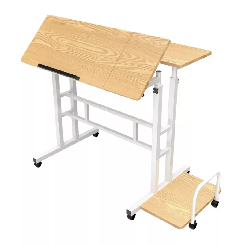 Tavolino mobile per laptop Maclean, bianco, 80x60cm, max 50kg, altezza regolabile 67-115cm, MC-124 W