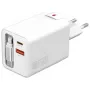 4smarts 541065 GaN Flex Jojo 65W caricabatterie da parete, 2x USB-C PD + USB-A QC 3.0, cavo USB-C retrattile, 100-240V, bianco