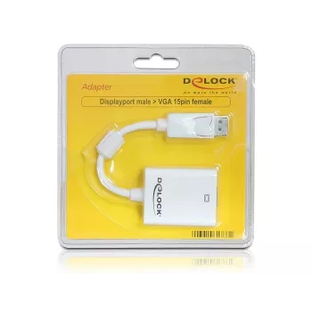 Adattatore cavo video DeLOCK 61766 0,125m VGA DisplayPort bianco