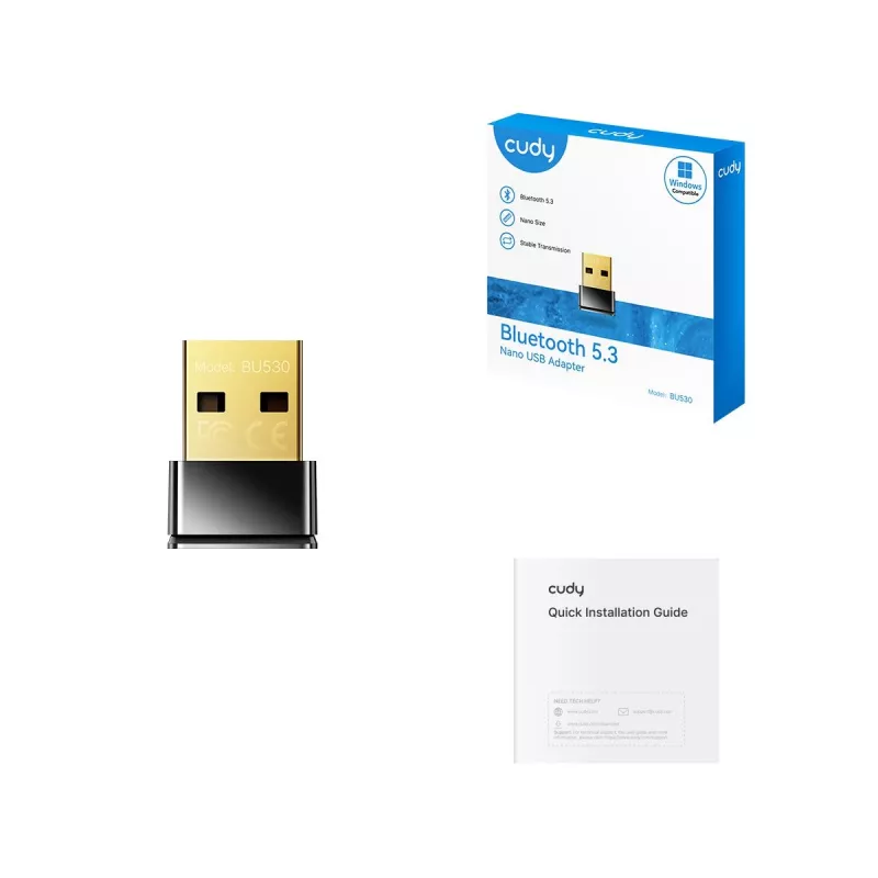 Adattatore Bluetooth Cudy BU530 USB Type-A, nero, uscita Bluetooth, supporto Windows 8.1