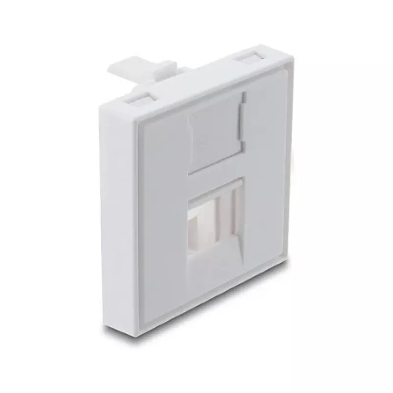Coperchio per modulo Keystone a scatto 45×45 mm DELOCK Easy 45 per 1 porta, ABS, bianco, con tappo parapolvere