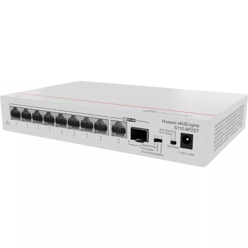 HUAWEI eKit S110 Series S110-8P2ST switch non gestito L2 Gigabit Ethernet (10/100/1000) Power over Ethernet (PoE) grigio