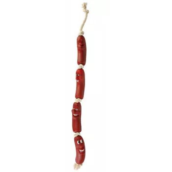 Osso da masticare per cani Trixie Snack Toy salsiccia con corda, vinile, 750 mm, bronzo, 1 pezzo