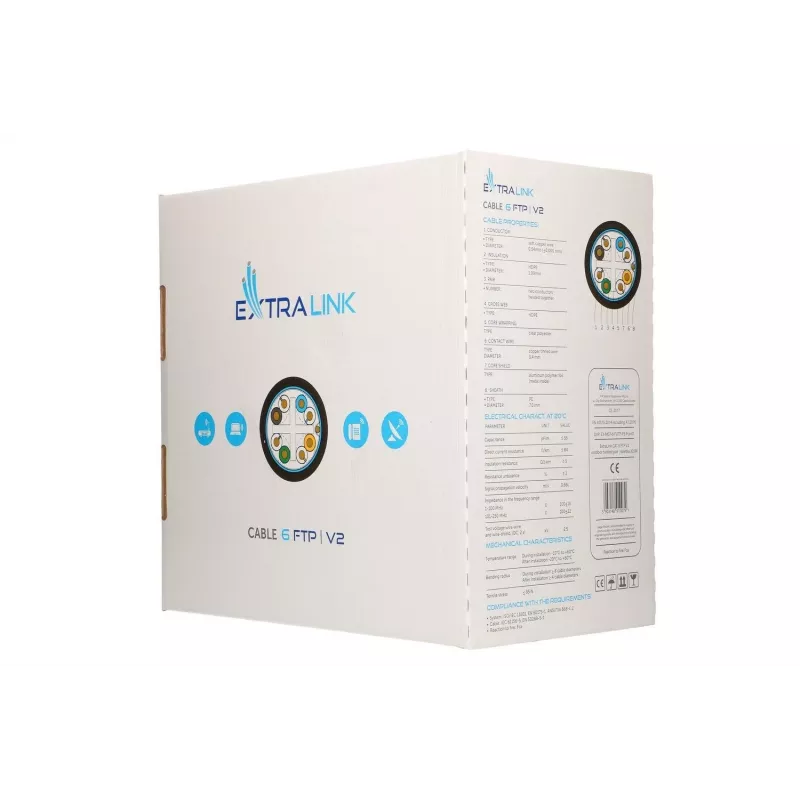 Cavo di rete Extralink doppino intrecciato CAT6 FTP (F/UTP) V2 per esterno 305 m nero