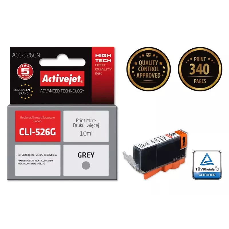 Activejet ACC-526GN inchiostro (sostituto per Canon CLI-526G; Supreme; 10 ml; grigio)