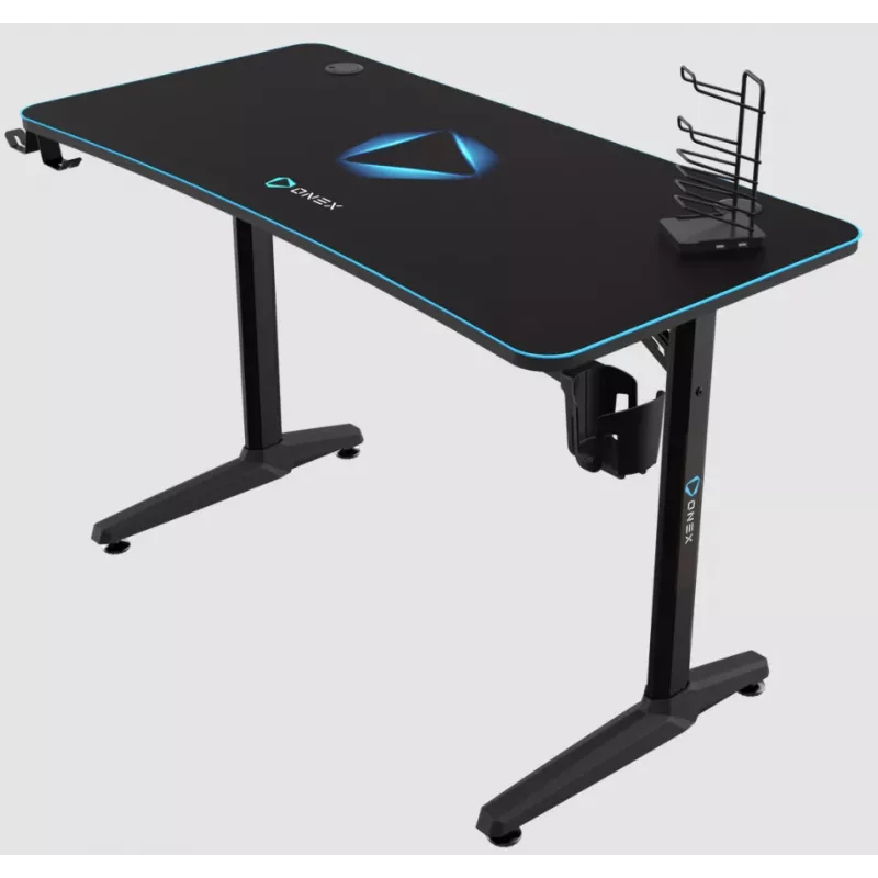 Scrivania da gaming Onex GD1200H — piano da 1200 mm con portabevande e gancio per cuffie
