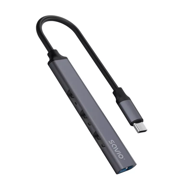 Hub USB 3.0 4 porte SAVIO AK-71 con host USB-C, 5000 Mbit/s, garanzia 2 anni