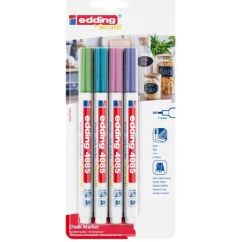 Pennarello gessetto Edding 4085/4W metallic punta 1–2 mm, set da 4 pezzi