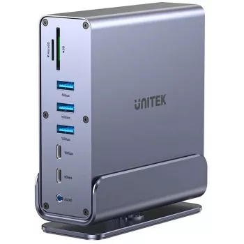 Docking station Unitek D1135AGY01 adattatore DisplayLink supporto Triple-4K, 15-in-1, alimentazione PD 15W