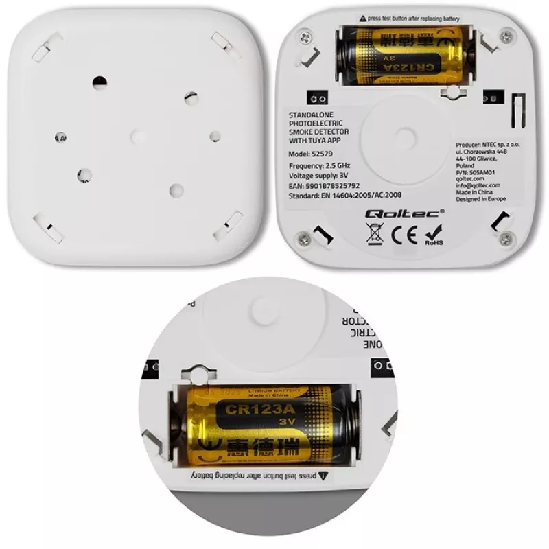 Rilevatore di fumo con batteria Tuya WiFi LED