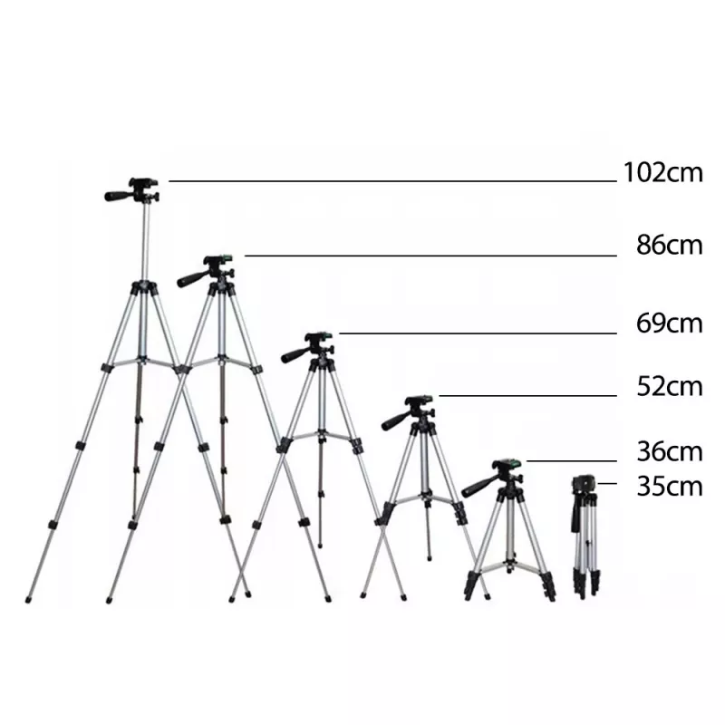 Treppiede MACLEAN MC-164 regolabile in altezza leggero per fotocamere e smartphone