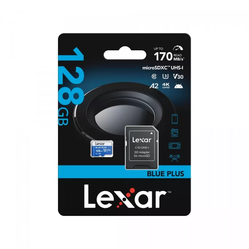 Scheda di memoria MicroSDXC Lexar BLUE PLUS 128 GB UHS‑I U3 V30 170 MB/s