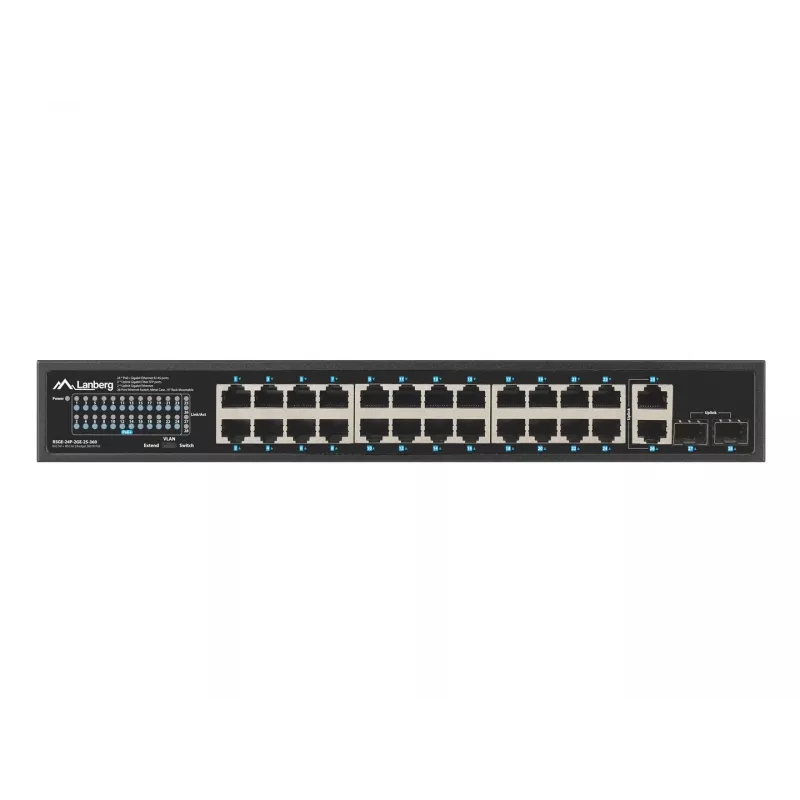 Switch unmanaged LANBERG RSGE-24P-2GE-2S-360 con 24 porte Ethernet RJ-45
