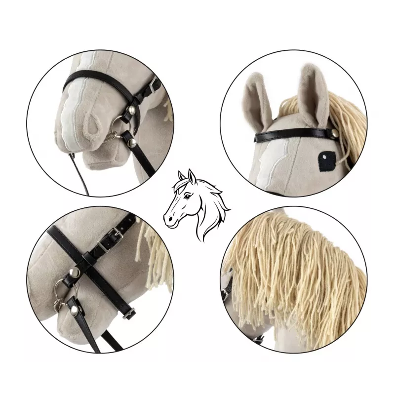 Cavallo a bastone in peluche Milly Mally 6626 grigio chiaro – peluche milly mally, cavallo a bastone per cavalcare