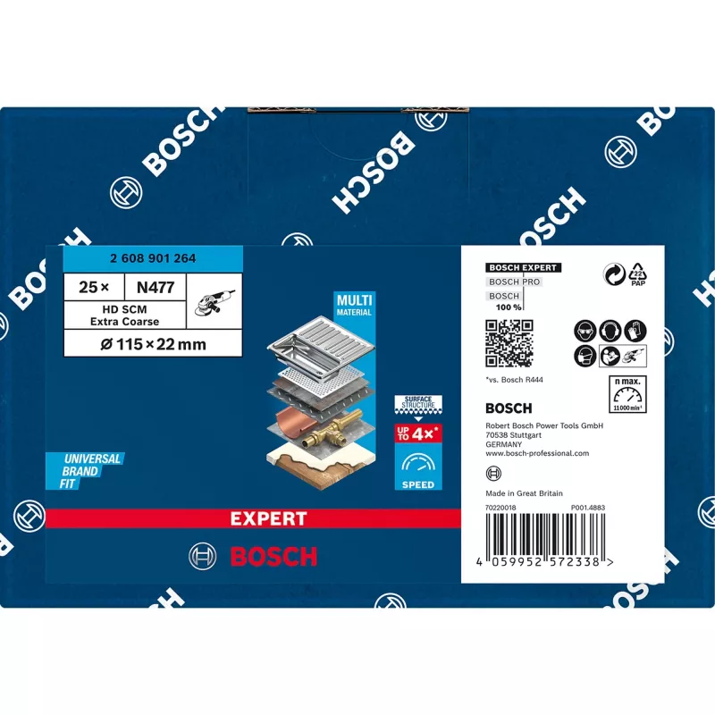 Bosch EXPERT N477 SCM disco in tessuto non tessuto, 115 mm, extra grosso