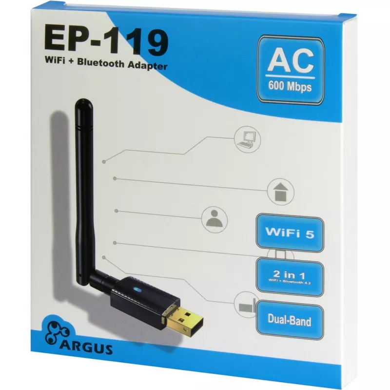 Adattatore USB Wi-Fi/Bluetooth INTER-TECH EP-119, Wi-Fi 5 (802.11ac) dual band 600 Mbit/s
