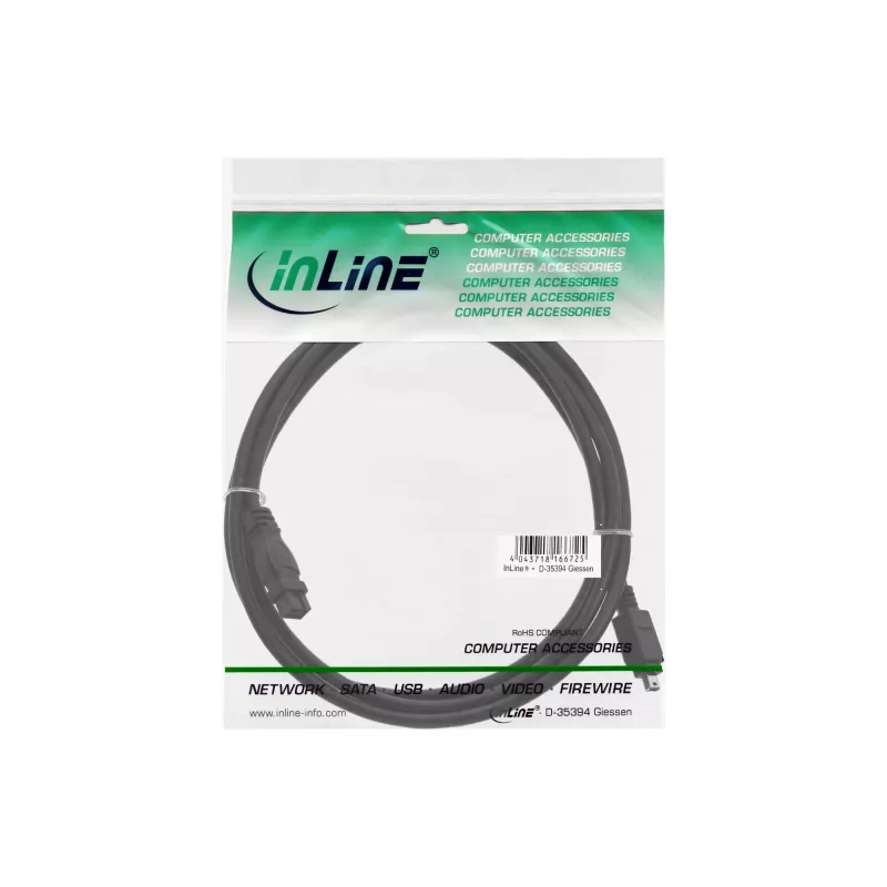Cavo FireWire 400 su 800 InLine 34901 1 m maschio/maschio nero
